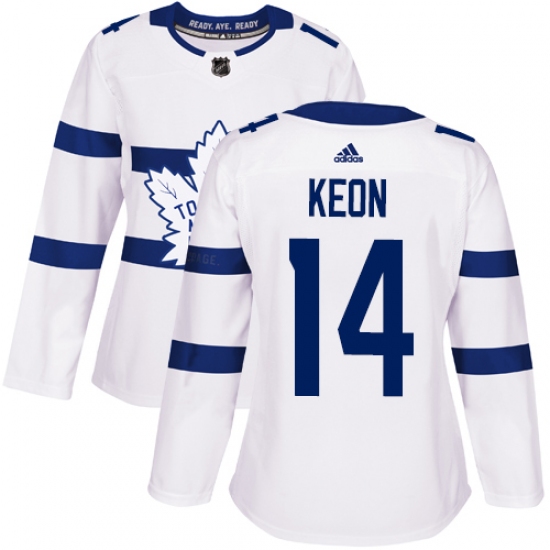 Women's Adidas Toronto Maple Leafs #14 Dave Keon Authentic White 2018 Stadium Series NHL Jersey - Ujersey