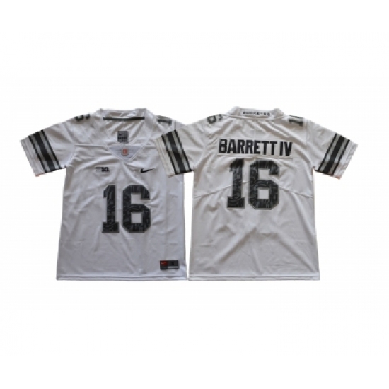 Ohio State Buckeyes 16 J.T. Barrett IV White Youth College Football Jersey - Ujersey