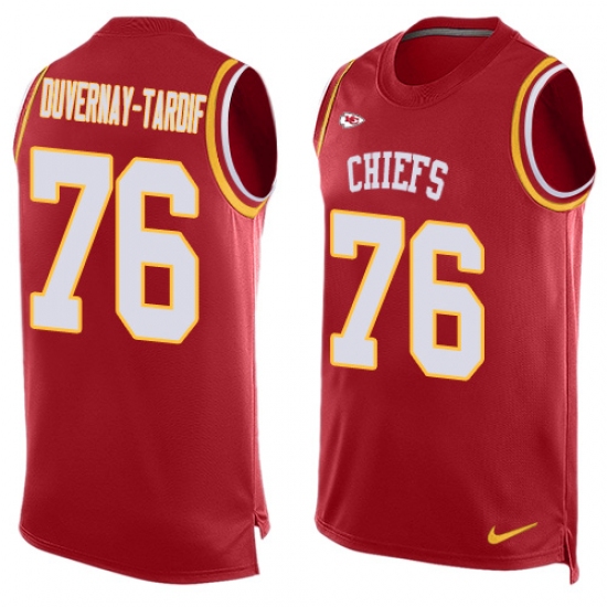 Men's Nike Kansas City Chiefs #76 Laurent Duvernay-Tardif Limited Red Player Name & Number Tank Top NFL Jersey - Ujersey