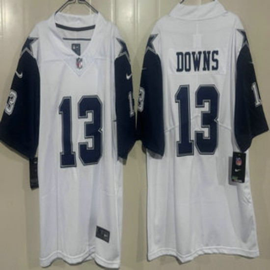 Men's Dallas Cowboys #13 Caleb Downs White Throwback Vapor Jersey - Ujersey