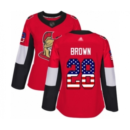 Women's Ottawa Senators #28 Connor Brown Authentic Red USA Flag Fashion Hockey Jersey - Ujersey