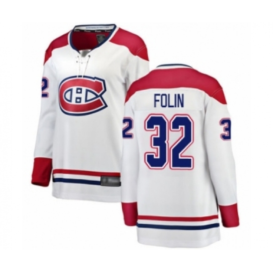 Women's Montreal Canadiens #32 Christian Folin Authentic White Away Fanatics Branded Breakaway Hockey Jersey - Ujersey
