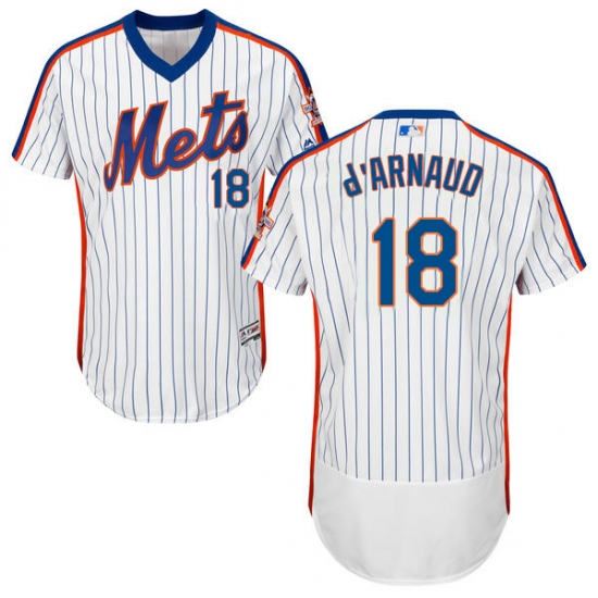 Men's Majestic New York Mets #18 Travis d'Arnaud White/Royal Flexbase Authentic Collection MLB Jersey - Ujersey