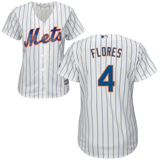 Women's Majestic New York Mets #4 Wilmer Flores Authentic White Home Cool Base MLB Jersey - Ujersey