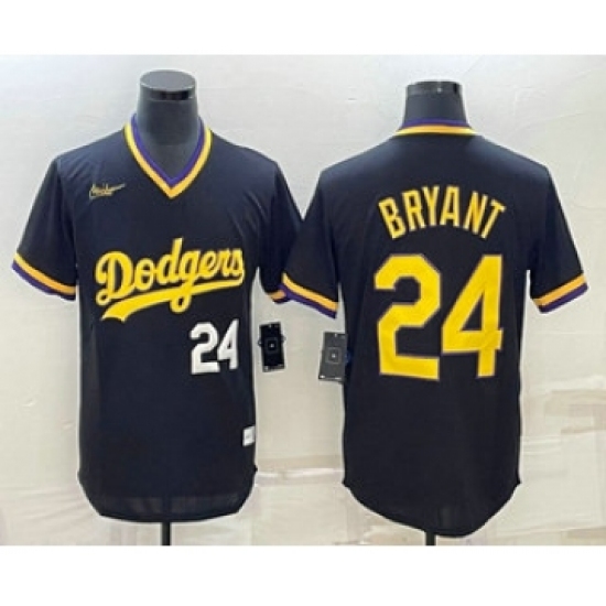 Men's Los Angeles Dodgers #24 Kobe Bryant Number Black Stitched Pullover Throwback Nike Jerseys - Ujersey