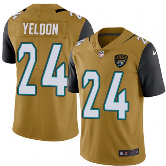Men's Nike Jacksonville Jaguars #24 T.J. Yeldon Limited Gold Rush Vapor Untouchable NFL Jersey - Ujersey