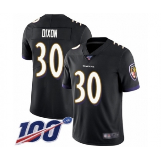 Men's Baltimore Ravens #30 Kenneth Dixon Black Alternate Vapor Untouchable Limited Player 100th Season Football Jersey - Ujersey