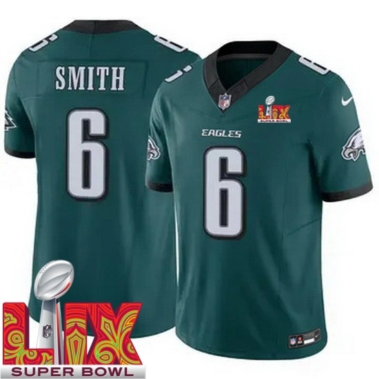 Youth Philadelphia Eagles DeVonta Smith #6 Green 2024 2025 Super Bowl LIX F U S E Stitched NFL Jersey - Ujersey