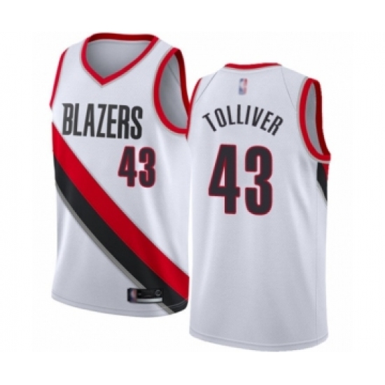 Men's Portland Trail Blazers #43 Anthony Tolliver Authentic White Basketball Jersey - Association Edition - Ujersey