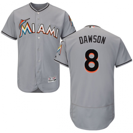 Men's Majestic Miami Marlins #8 Andre Dawson Grey Road Flex Base Authentic Collection MLB Jersey - Ujersey