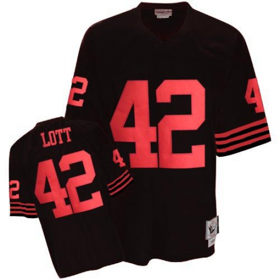 Mitchell and Ness San Francisco 49ers #42 Ronnie Lott Authentic Black Throwback NFL Jersey - Ujersey