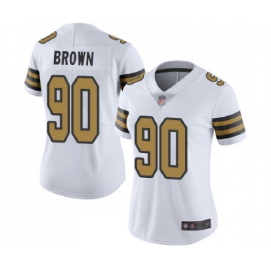 Women's New Orleans Saints #90 Malcom Brown Limited White Rush Vapor Untouchable Football Jersey - Ujersey