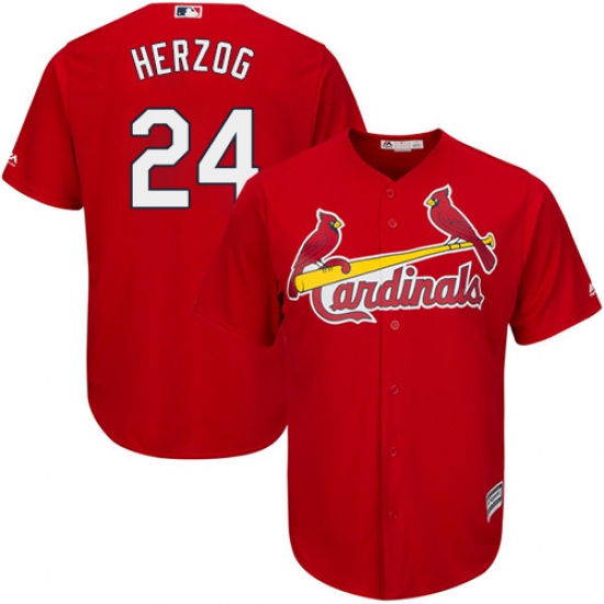 Men's Majestic St. Louis Cardinals #24 Whitey Herzog Replica Red Cool Base MLB Jersey - Ujersey