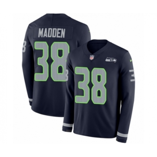 Youth Nike Seattle Seahawks #38 Tre Madden Limited Navy Blue Therma Long Sleeve NFL Jersey - Ujersey