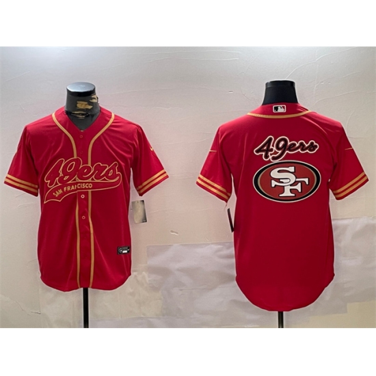 Men's San Francisco 49ers Team Big Logo Red Cool Base Stitched Baseball Jersey - Ujersey