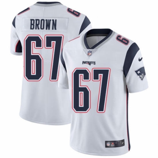 Men's Nike New England Patriots #67 Trent Brown White Vapor Untouchable Limited Player NFL Jersey - Ujersey