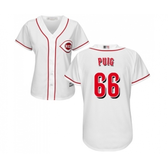 Women's Cincinnati Reds #66 Yasiel Puig Replica White Home Cool Base Baseball Jersey - Ujersey