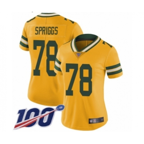 Women's Green Bay Packers #78 Jason Spriggs Limited Gold Rush Vapor Untouchable 100th Season Football Jersey - Ujersey