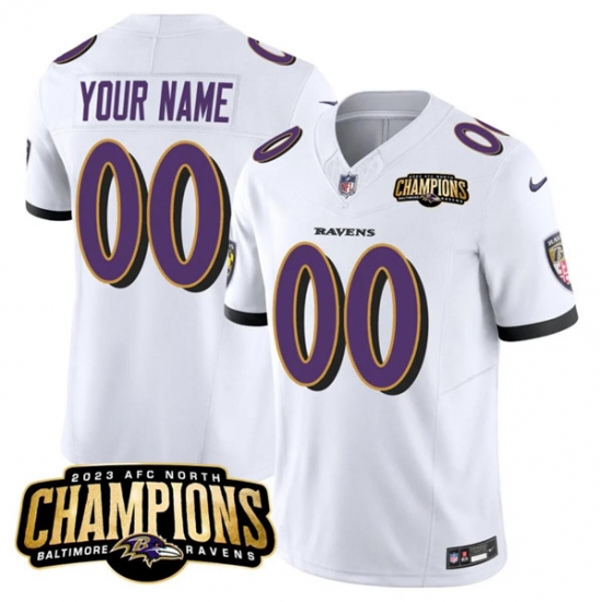Men's Baltimore Ravens Active Player Custom White 2023 F.U.S.E. AFC North Champions Vapor Limited Football Stitched Jersey - Ujersey