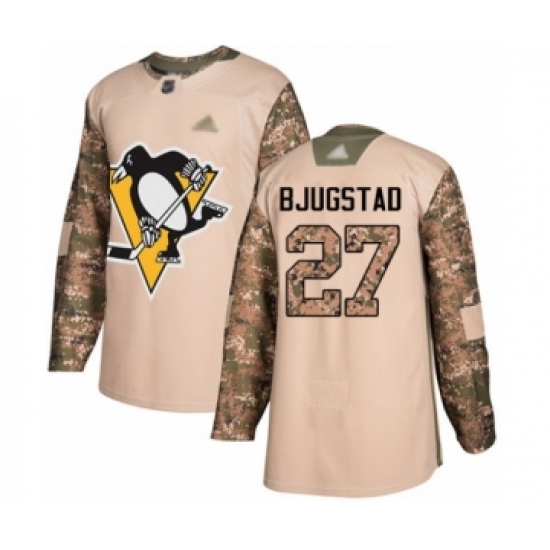 Men's Pittsburgh Penguins #27 Nick Bjugstad Authentic Camo Veterans Day Practice Hockey Jersey - Ujersey