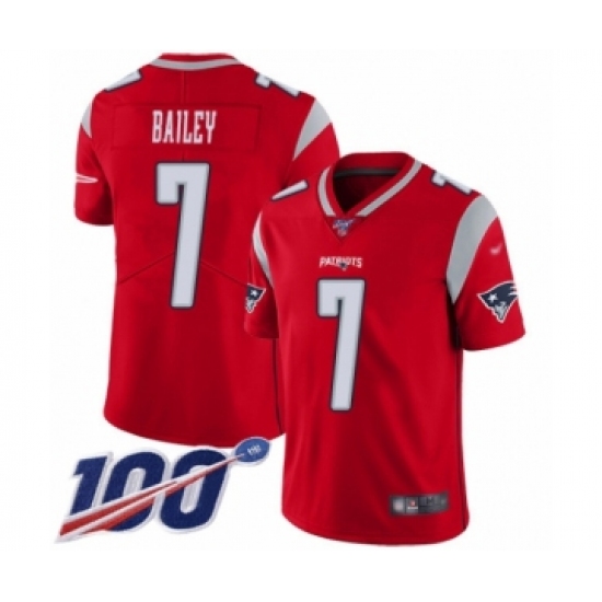 Youth New England Patriots #7 Jake Bailey Limited Red Inverted Legend 100th Season Football Jersey - Ujersey
