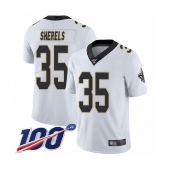 Men's New Orleans Saints #35 Marcus Sherels White Vapor Untouchable Limited Player 100th Season Football Jersey - Ujersey