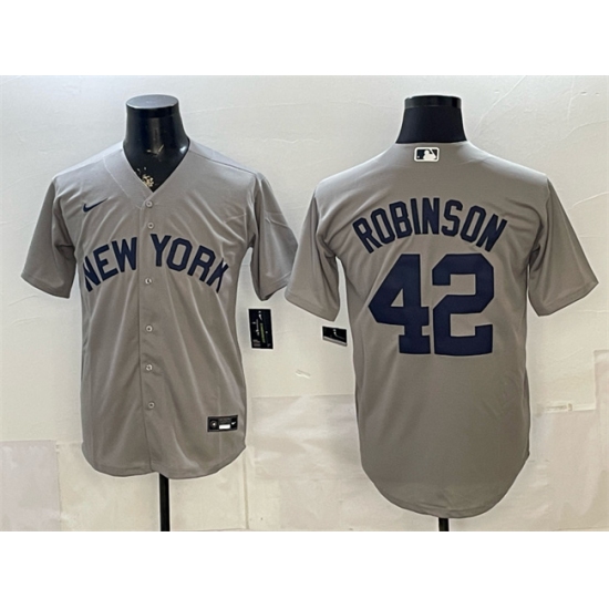 Men's New York Yankees #42 Jackie Robinson Grey Stitched Baseball Jersey - Ujersey