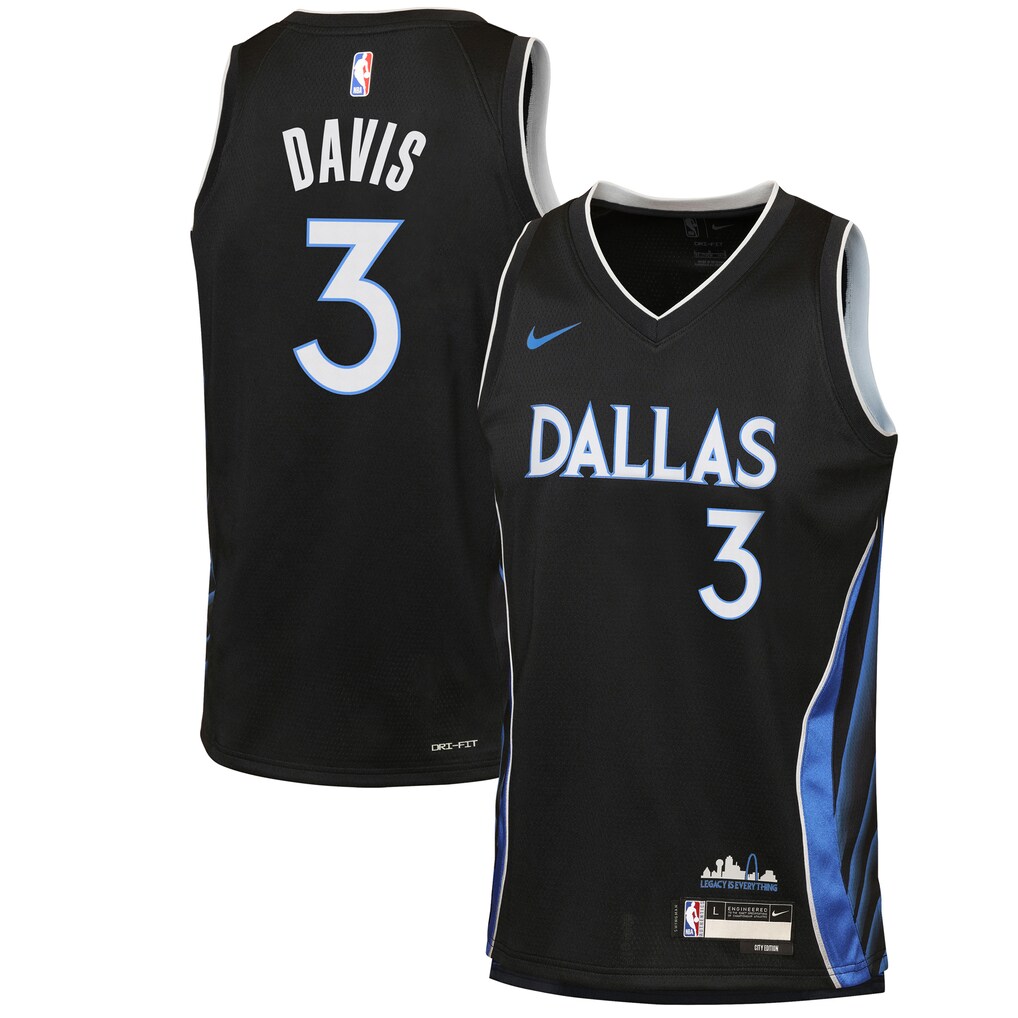 Youth Dallas Mavericks Anthony Davis Nike Black 2025/26 City Edition Swingman Jersey