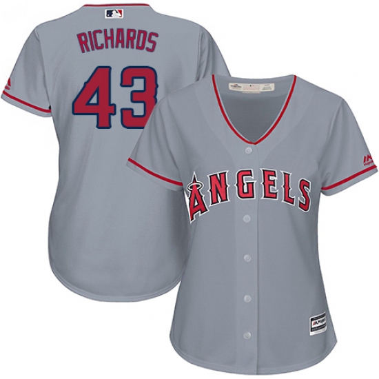 Women's Majestic Los Angeles Angels of Anaheim #43 Garrett Richards Replica Grey Road Cool Base MLB Jersey - Ujersey