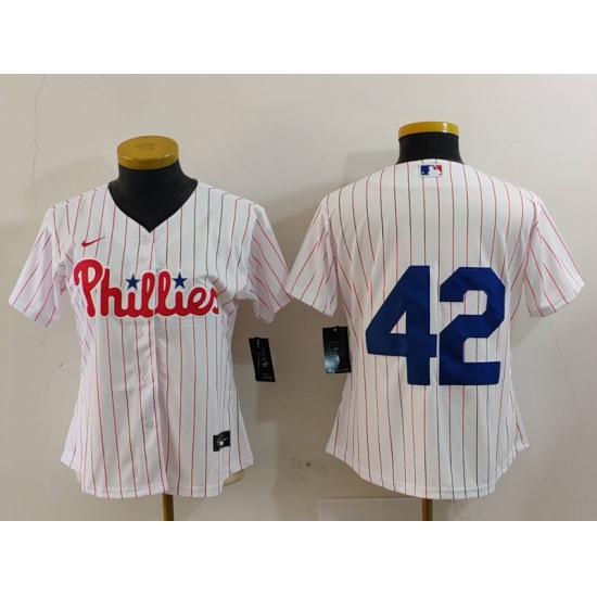 Women's Philadelphia Phillies #42 Jackie Robinson White Cool Base Stitched Jersey