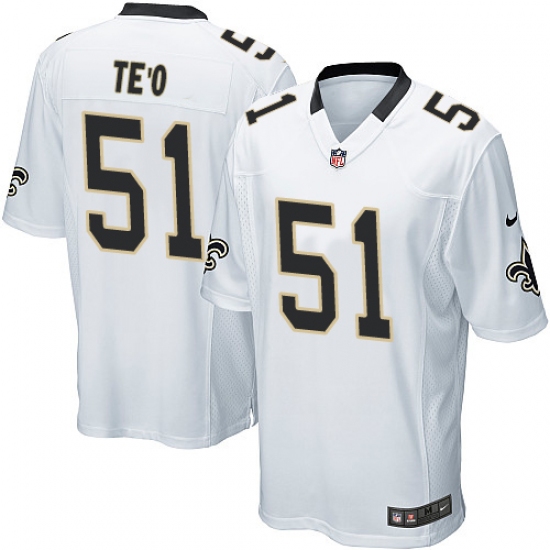 Men's Nike New Orleans Saints #51 Manti Te'o Game White NFL Jersey - Ujersey