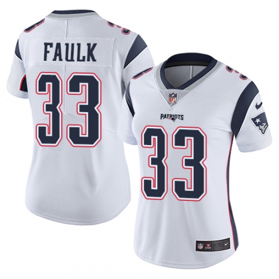 Women's Nike New England Patriots #33 Kevin Faulk White Vapor Untouchable Limited Player NFL Jersey - Ujersey