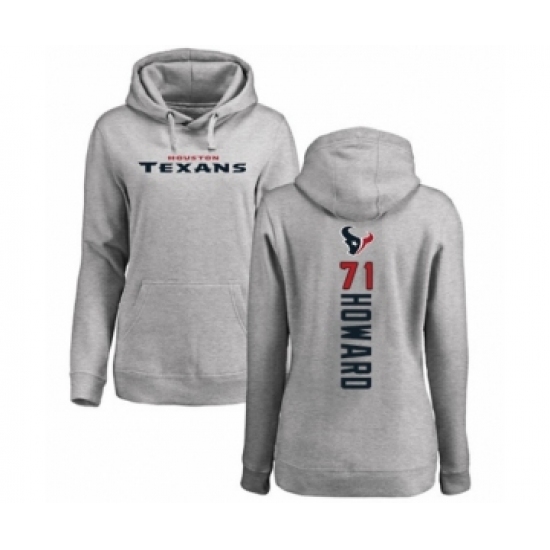 Football Women's Houston Texans #71 Tytus Howard Ash Backer Pullover Hoodie - Ujersey