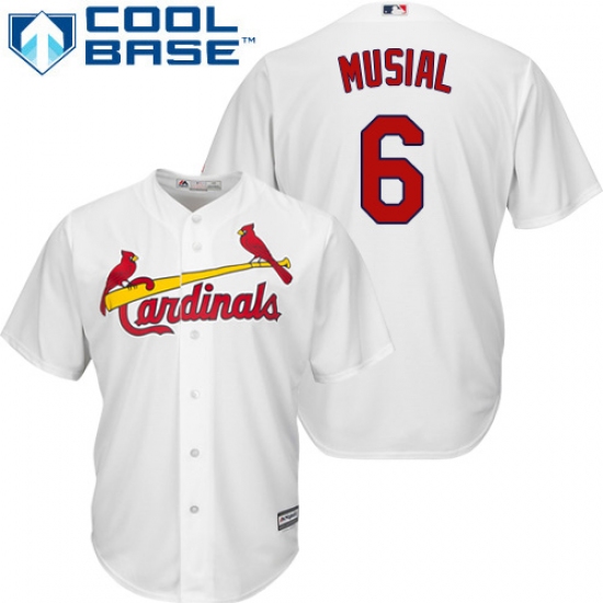 Youth Majestic St. Louis Cardinals #6 Stan Musial Replica White Home Cool Base MLB Jersey - Ujersey