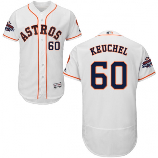 Men's Majestic Houston Astros #60 Dallas Keuchel Authentic White Home 2017 World Series Champions Flex Base MLB Jersey