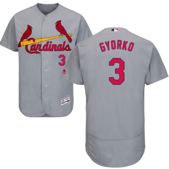 Men's Majestic St. Louis Cardinals #3 Jedd Gyorko Grey Road Flex Base Authentic Collection MLB Jersey - Ujersey
