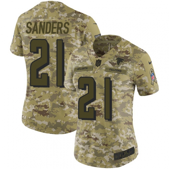 Women's Nike Atlanta Falcons #21 Deion Sanders Limited Camo 2018 Salute to Service NFL Jersey - Ujersey