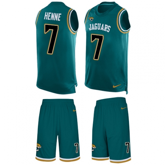 Men's Nike Jacksonville Jaguars #7 Chad Henne Limited Teal Green Tank Top Suit NFL Jersey - Ujersey