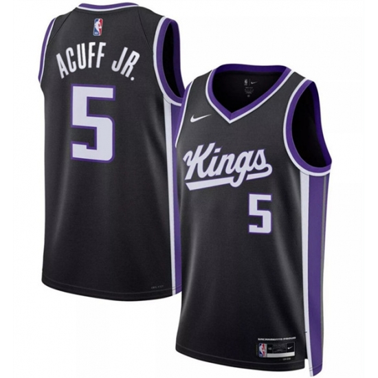 Men's Sacramento Kings #5 Darius Acuff Jr Black 2026 Draft Icon Edition Swingman Stitched Jersey