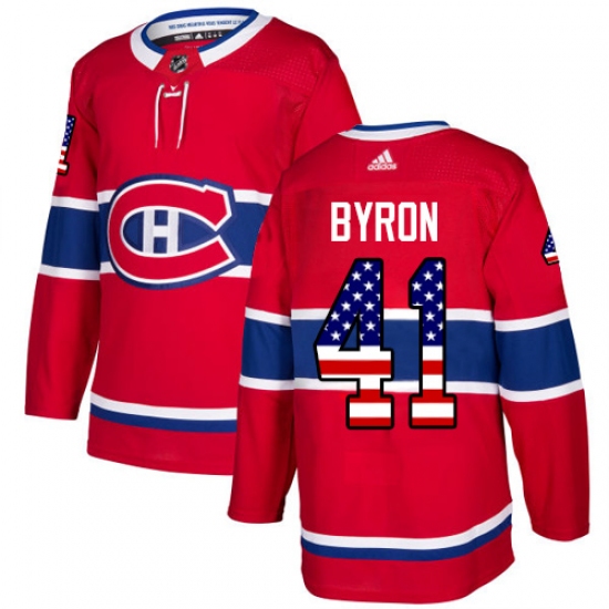 Men's Adidas Montreal Canadiens #41 Paul Byron Authentic Red USA Flag Fashion NHL Jersey - Ujersey