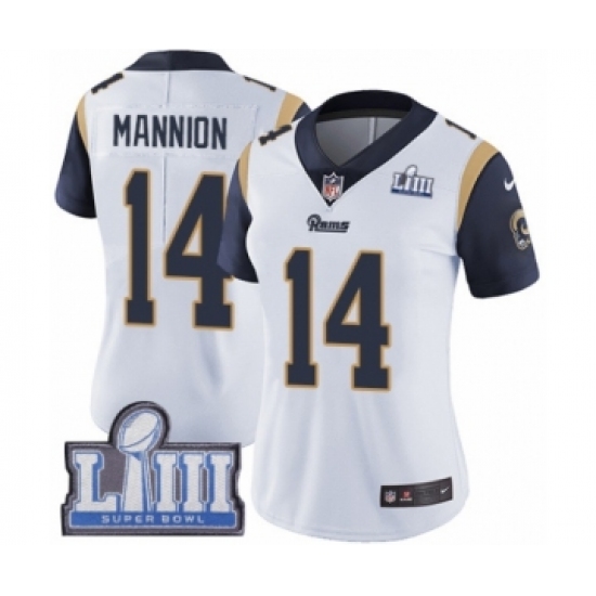 Women's Nike Los Angeles Rams #14 Sean Mannion White Vapor Untouchable Limited Player Super Bowl LIII Bound NFL Jersey - Ujersey