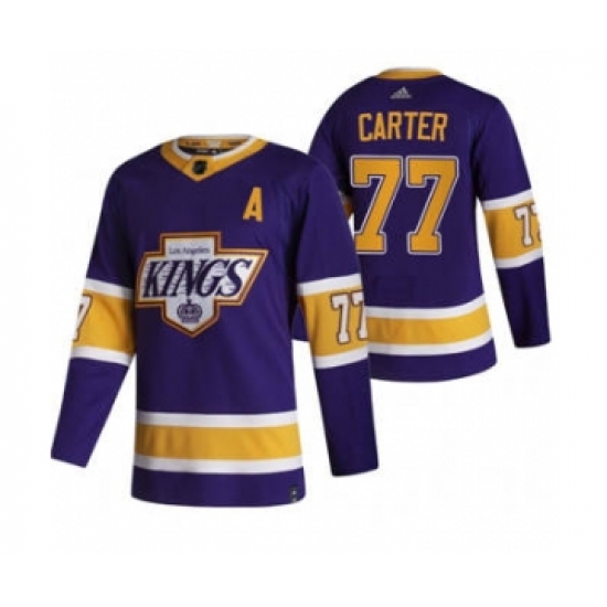 Men's Los Angeles Kings #77 Jeff Carter Black 2020-21 Reverse Retro Alternate Hockey Jersey - Ujersey