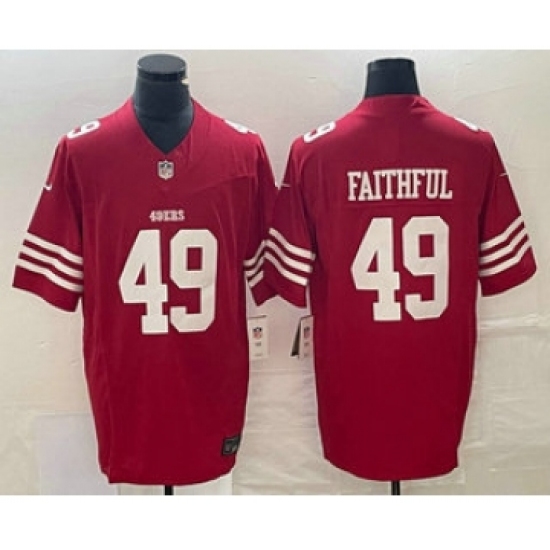 Men's Nike San Francisco 49ers #49 Faithful Red 2023 FUSE Vapor Limited Stitched Jersey - Ujersey