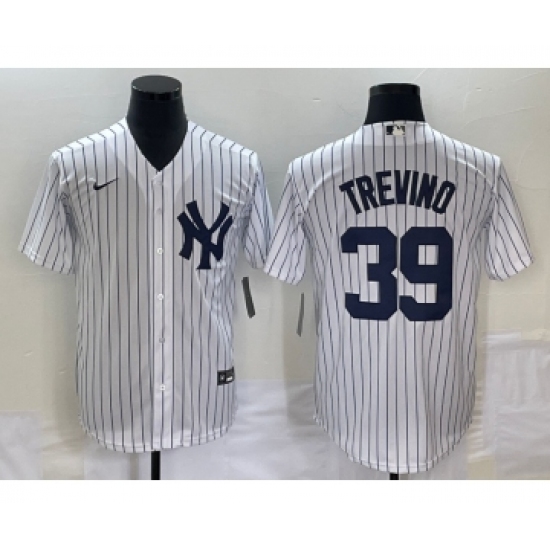 Men's New York Yankees #39 Jose Trevino White Cool Base Stitched Baseball Jersey - Ujersey