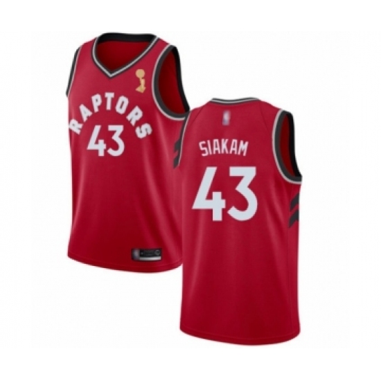 Men's Toronto Raptors #43 Pascal Siakam Swingman Red 2019 Basketball Finals Champions Jersey - Icon Edition - Ujersey