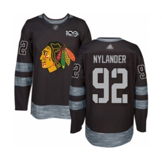 Men's Chicago Blackhawks #92 Alexander Nylander Authentic Black 1917-2017 100th Anniversary Hockey Jersey - Ujersey