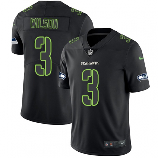 Men's Nike Seattle Seahawks #3 Russell Wilson Limited Black Rush Impact NFL Jersey - ujerseystore