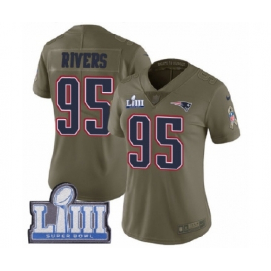 Women's Nike New England Patriots #95 Derek Rivers Limited Olive 2017 Salute to Service Super Bowl LIII Bound NFL Jersey - Ujersey