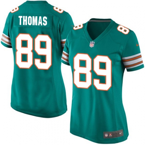 Women's Nike Miami Dolphins #89 Julius Thomas Game Aqua Green Alternate NFL Jersey