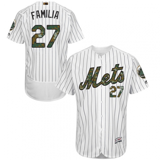 Men's Majestic New York Mets #27 Jeurys Familia Authentic White 2016 Memorial Day Fashion Flex Base MLB Jersey - Ujersey